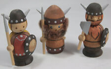 Set of three Wooden Swedish Viking Figures