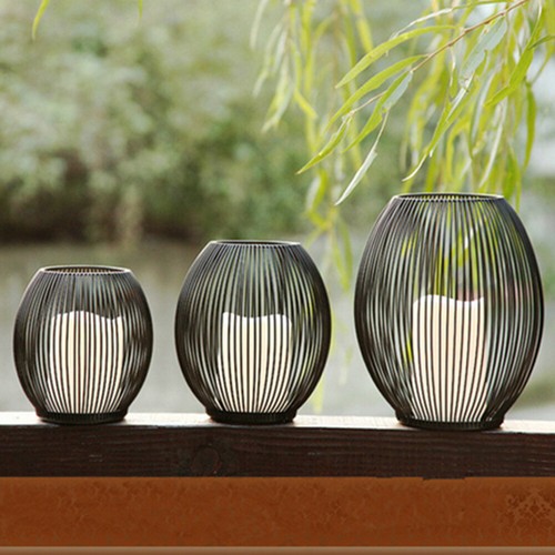 Black metal wire lantern - metal,