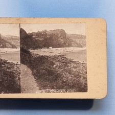Oddicombe Stereoview 3D C1880 Steep Beach Boat Launch Trolleys Devon