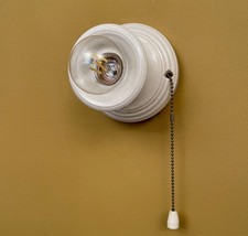 Vintage Lights 1930s Porcelain Bathroom fixtures. SIX! Pull chains!