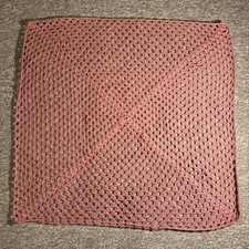 Hand Crocheted Dark Pink Baby Knees Blanket Granny Square 30 x 30 Inches