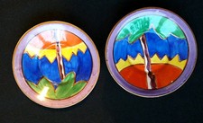 Antique Pair Free Hand Painted Crown Ducal Ware Dishes  1915 1929 B14