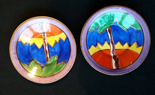Antique pair free hand - free, painted