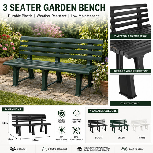 Seater plastic garden bench - 3,