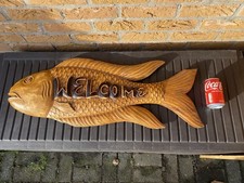 Large Hand Carved Wooden Fish