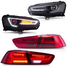 VLAND Demon Eye Headlights+Red&Smoked Taillights For 2008-20  Lancer  Sequential