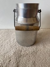 Vintage French Aluminium milk churn "Laiterie" with original fitting lid + chain