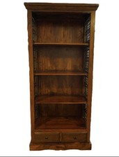 Bengali Indian Sheesham Large Bookcase with Drawers Solid Wood