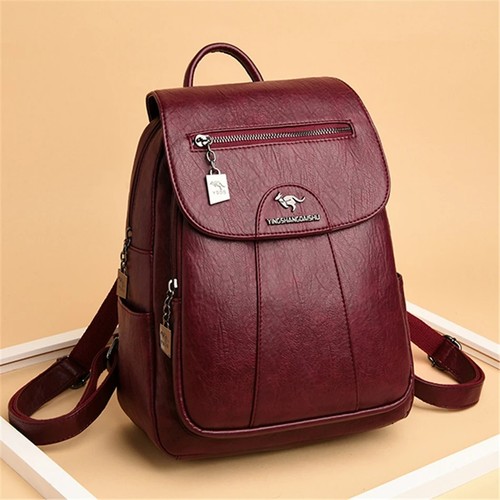 Anti theft leather backpack - leather,