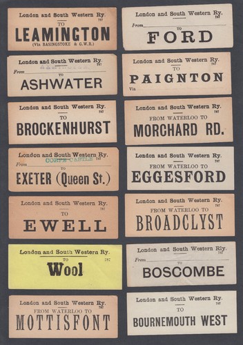 Fourteen old luggage labels - fourteen,
