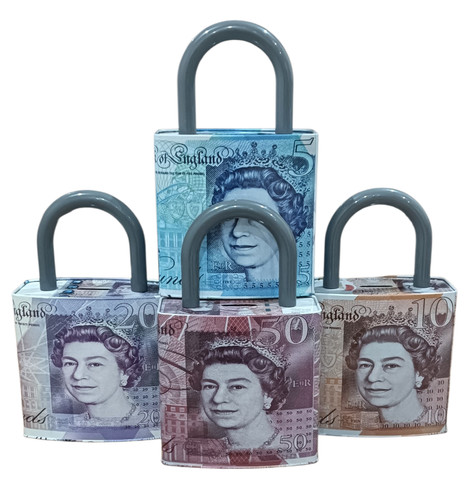 Money box tin 10 20 - box, £5