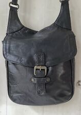 Fat Face Black leather small crossbody messenger bag
