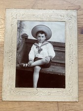 Early 20th c. Photo Boy In Sailor Suit & Hat  13x10cm