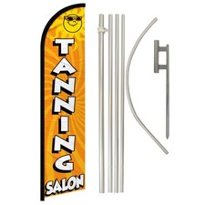 Tanning Salon Windless Banner Swooper Advertising Flag Pole Kit Sun Bed Salon