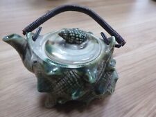 Vintage Japanese Majolica Ceramic Teapot With Handle & Lid