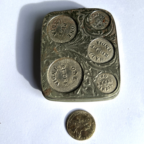 Vintage metal coin holder - vintage,