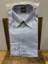 Vintage Meakers Of Piccadilly Retro Mens Gents 15.5" Shirt Blue Striped  New