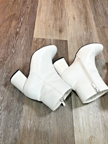 White ankle boots block - white,