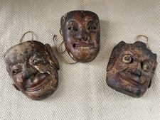 Antique wooden carved masks - antique,