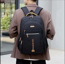Black Backpack Rucksack Large Mens Boy Bag Travel Work Hiking School Sports UK