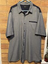 F&F Tesco Mens Shirt Short Slv blue/steel Grey Size XL Chest 44-46” (388b)
