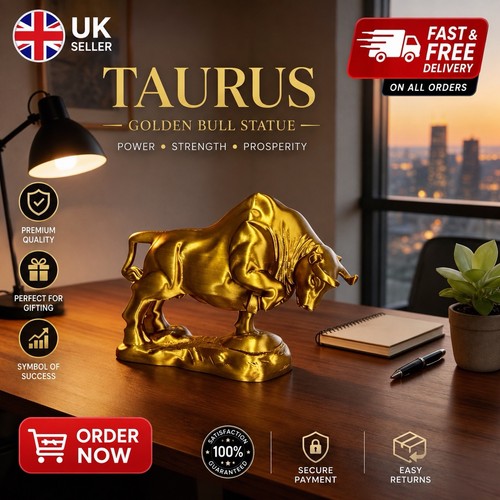 Street golden bull - golden, 3d