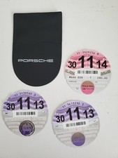 PORSCHE TAX DISC HOLDER + 3 x ROAD TAX DISCS CAR ACCESSORIES COLLECTORS