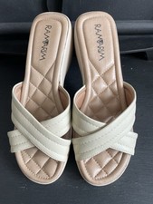 Ramarim Women’s Cream Platform Heeled Leather Textured Sandals Uk 6.5 