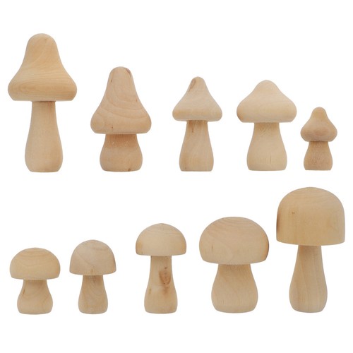 10pcs wooden mushroom models - 10pcs,