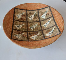 large 20th century ceramic bowl with fish design