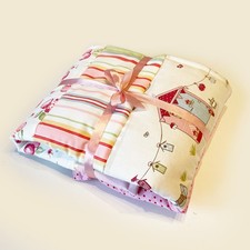 Handmade Baby Quilt / Nursery Play Mat - Laura Ashley Hearts Stripes & Huts Pink