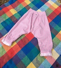 Antique VTG Victorian Edwardian Bloomers Split Drawers Brushed Cotton PinkStripe