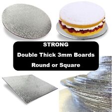 3mm Double Thick Premium Hardboard Silver Foil Cake Boards Smooth Turned Edge