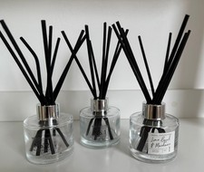 Pack of 3 x 100ml Empty Reed Diffuser Glass Round Bottles with Silver Collars