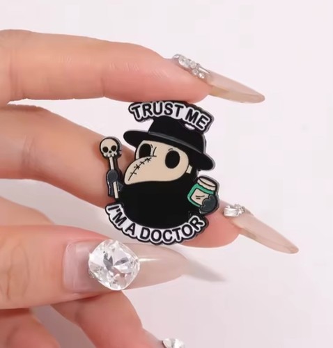 Plague doctor metal pin - doctor,
