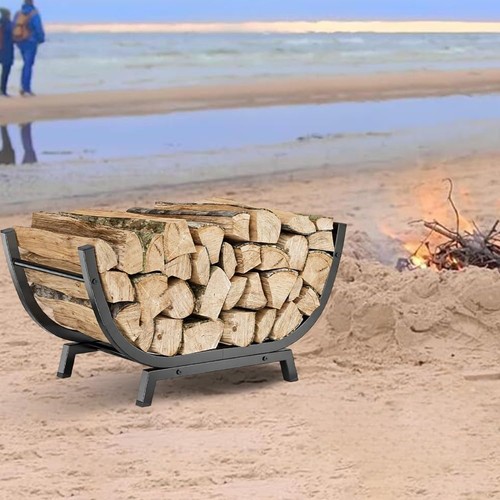 Black firewood holder - black,