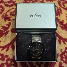 Pre-owned: Bulova Men’s Futuro Watch. Silver. Black dial.  96C10