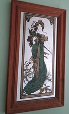 Large Mirror Alfonse Mucha Summer Art Nouveau 1970s Retro Mirror Four Seasons