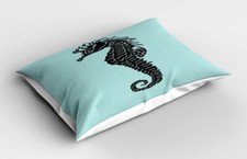 Seahorse Pillow Sham Modern Aquatic Silhouette