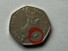 2017 Peter Rabbit Beatrix Potter 50p - Rare Misprint With Lump On Foot