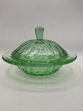 Bagley Uranium Glass Art  Deco Lidded Butter Dish (1N)
