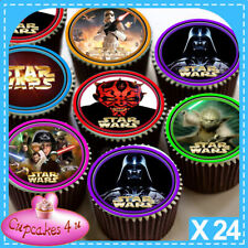 24 x STAR WARS CHARACTERS CUPCAKE TOPPERS PRINTED ON EDIBLE ICING SHEET C7104