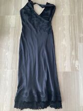 KAREN MILLEN Pure SILK  Midaxi Dress Uk 10 Black Embroidered Downton Abbey