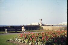 Vintage 35mm Colour Photo Slide, Lady on Bench, Seaside, Garden