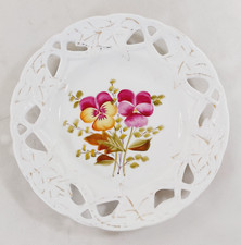 Altrohlau Bohemia Victoria Pottery Reticulated Plate Pansy Pattern 20cm Vintage