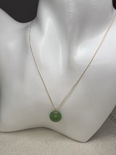 Pure 18ct Gold Dainty Minimalist  Jade Necklace Au750 Hallmark
