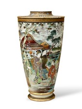 An Exceptional Japanese Satsuma Vase Signed by Ryozan. Meiji Era