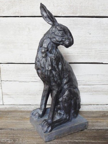 Hare sculpture matt black - sculpture,