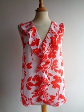 M&S Red White Floral Blouse