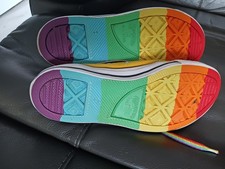 CONVERSE HI-TOP CANVAS YELLOW RAINBOW/PRIDE BOTTOMS SIZE 7.5 RARE HIPSTER WEAR